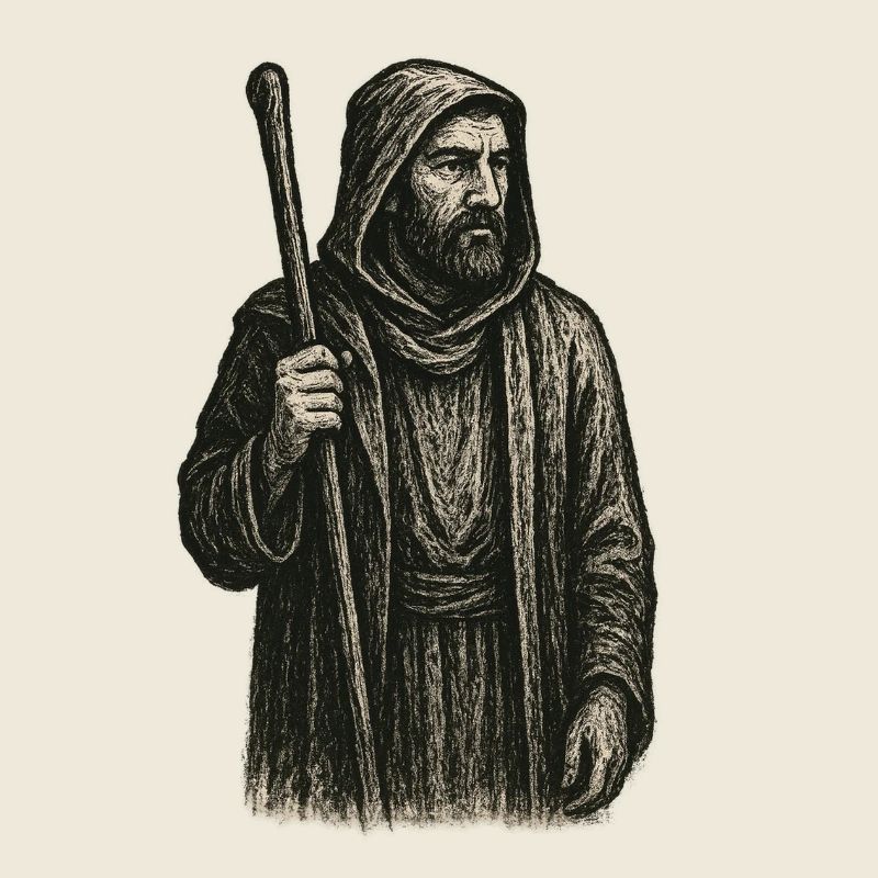 Mystischer Hirte – Dunkle Vintage Illustration