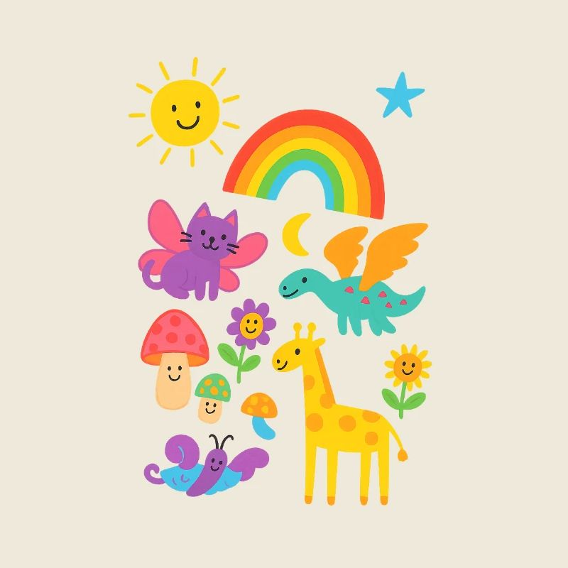 Bunte Kinderwelt: Regenbogen & Tiere