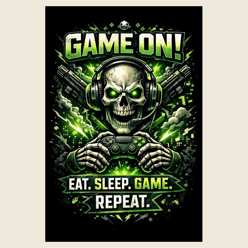 Game On Skull Neon Gamer