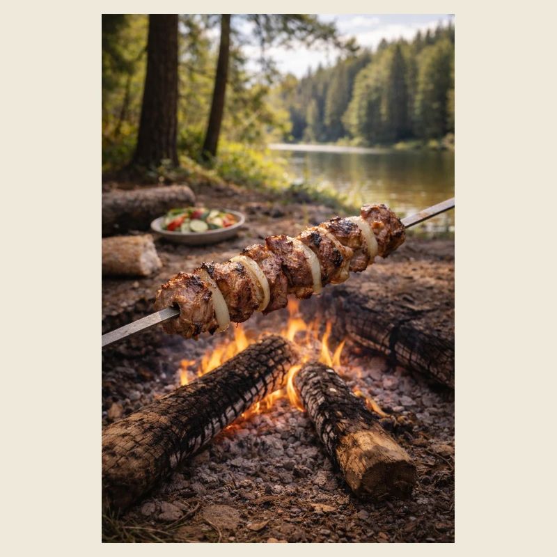 Lagerfeuer Grillspieße am See