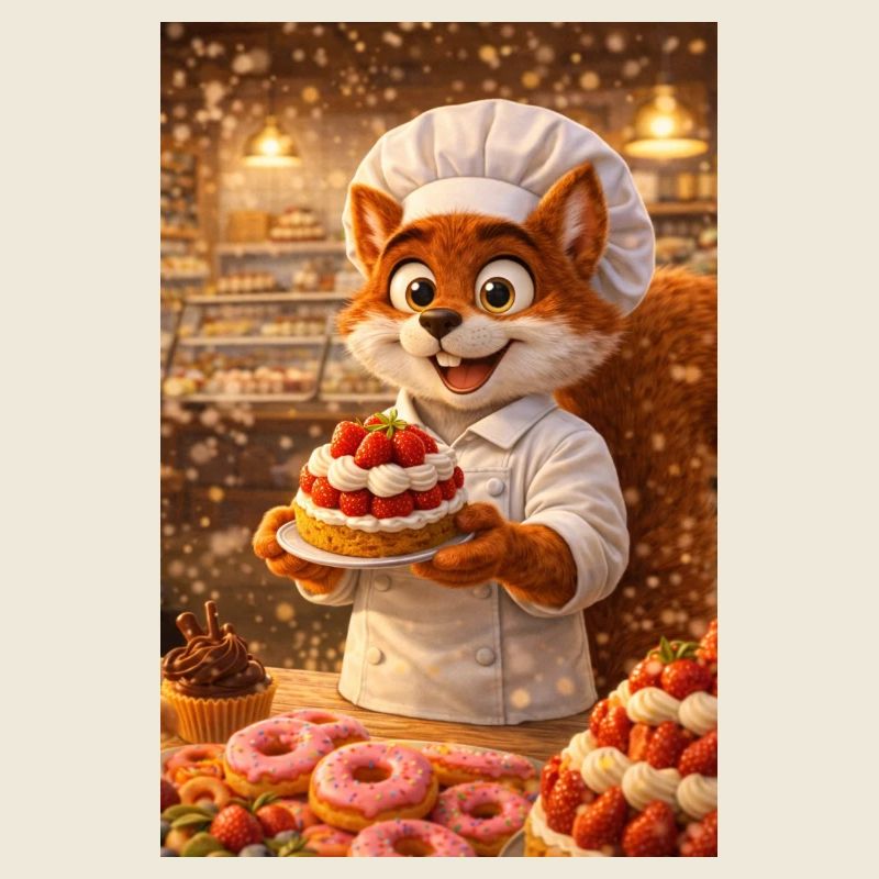 Mr l'écureuil chef pâtissier ambiance gourmande