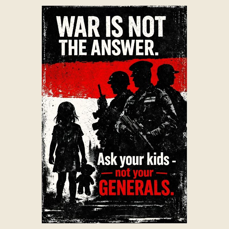 Antiwar Silhouette Child Against Generals