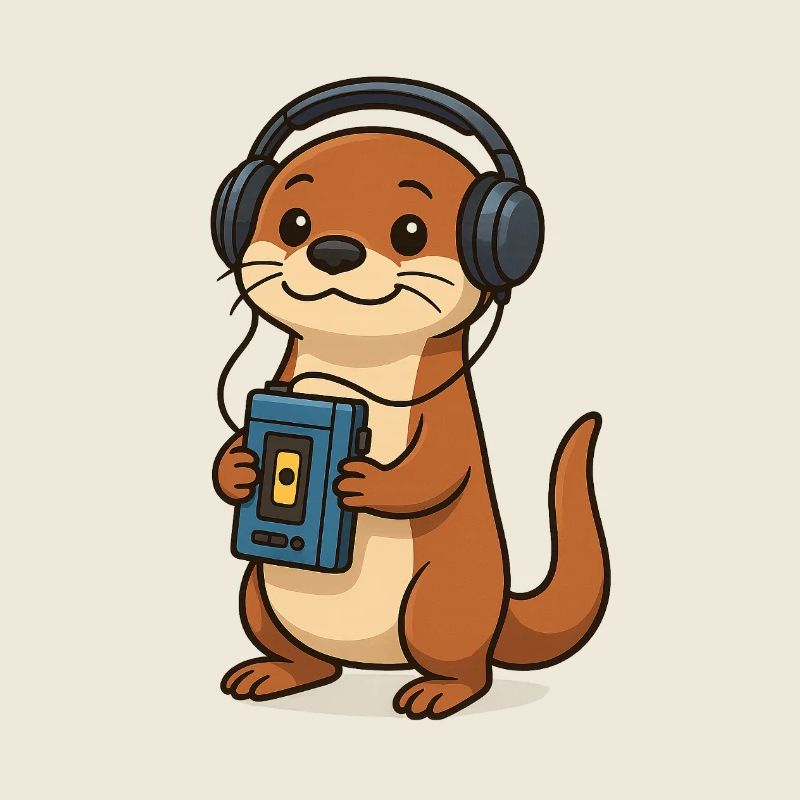 Otter mit Kopfhörern Kassette