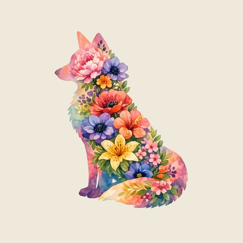 Fuchs Silhouette Blumen