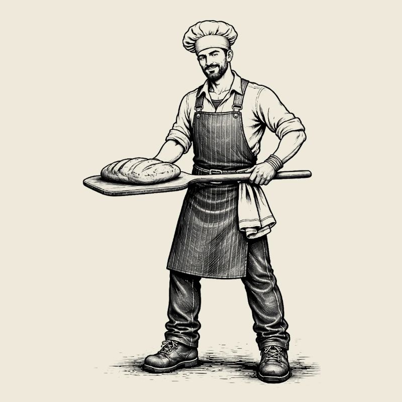 Illustration vintage Baker noir et blanc