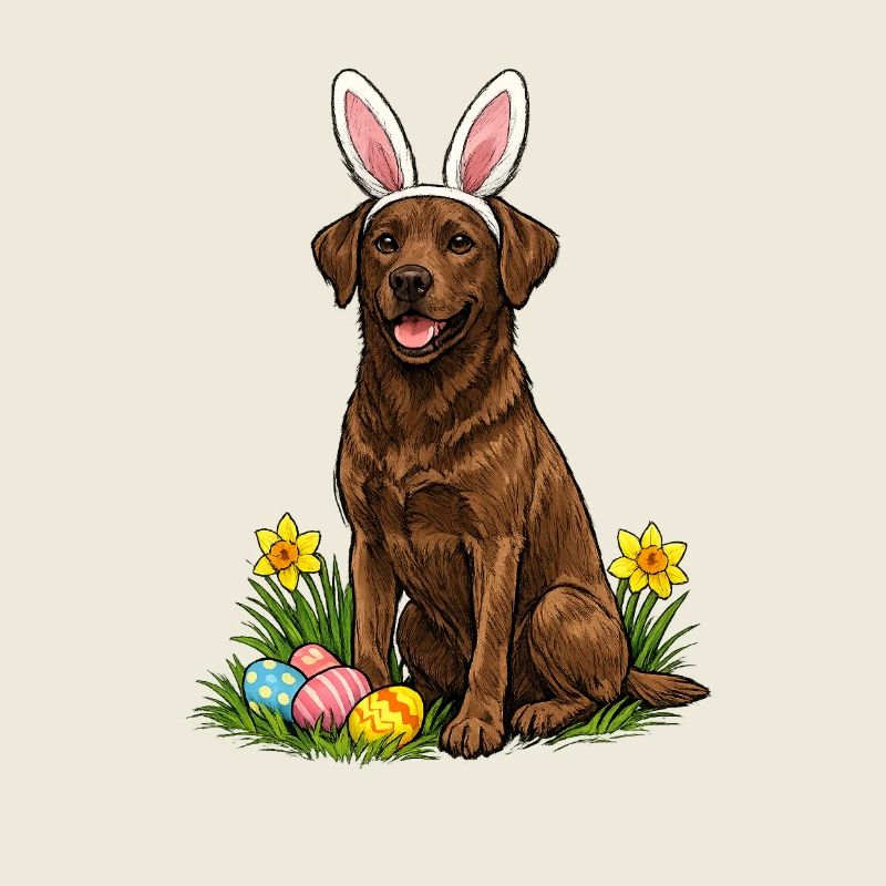 Osterlabrador mit Hasenohren