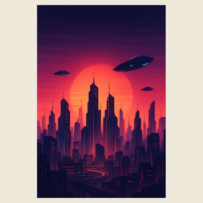 Red Sunset Skyline Future