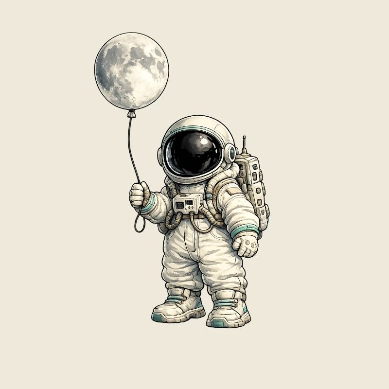 Moon balloon and astronaut