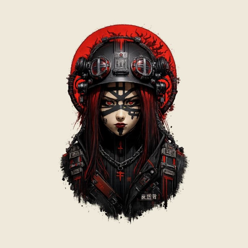 Kriegerin im Cyberpunk-Gothic-Helm