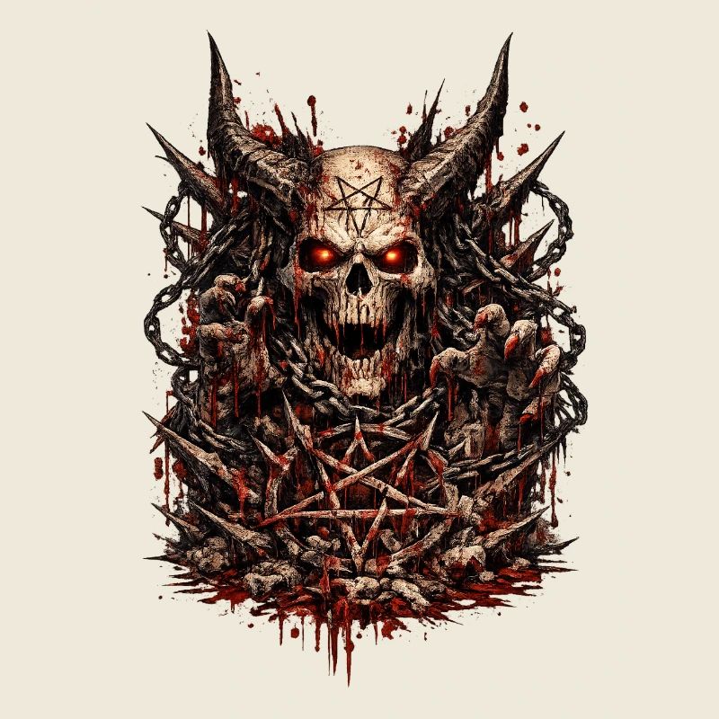 Demonic skull with pentagram