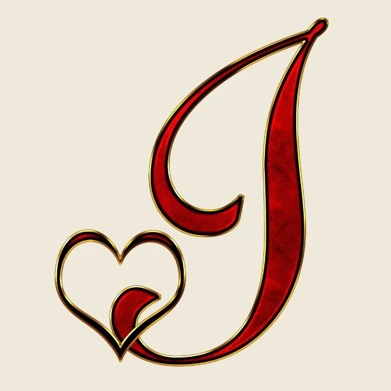 Rotgoldenes J-Herz Monogramm