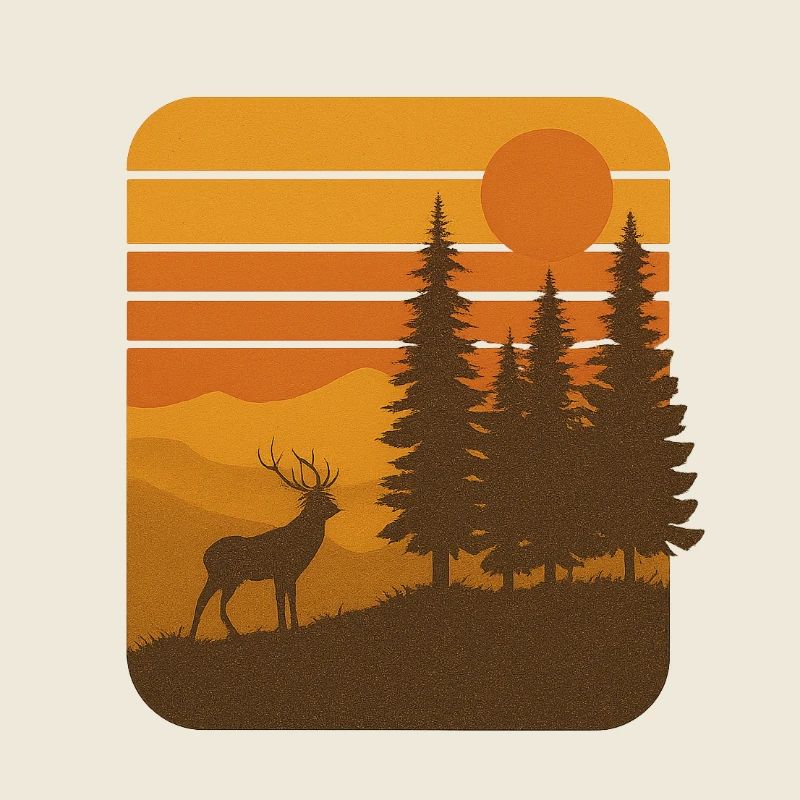 Sunset Silence – Retro Deer & Forest Vibes
