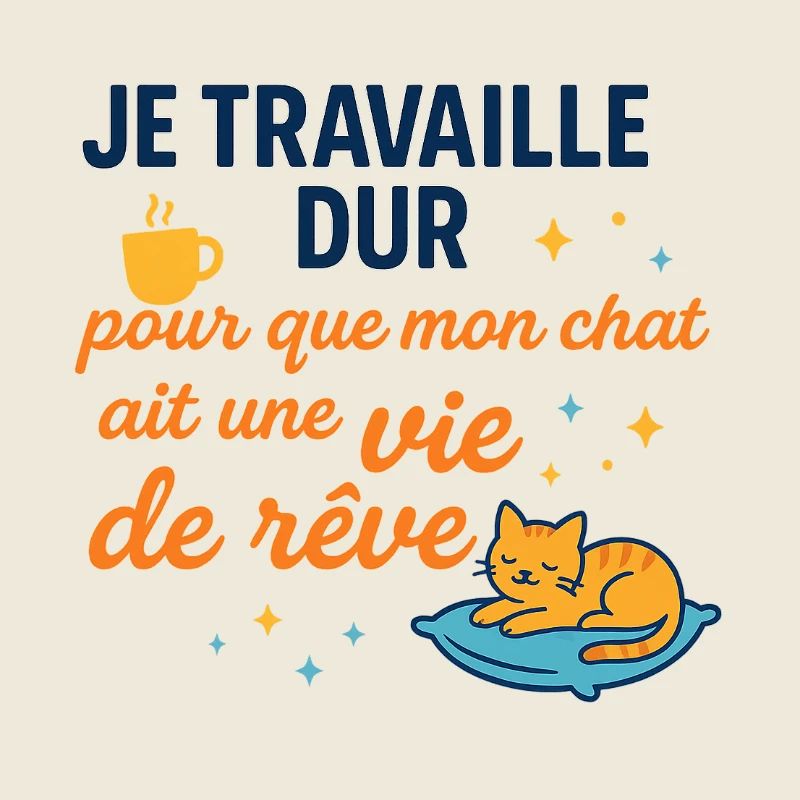 Je travaille dur pour mon chat - Chat rêveur