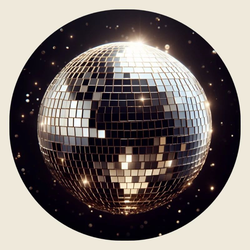 Boule disco ronde sur fond noir