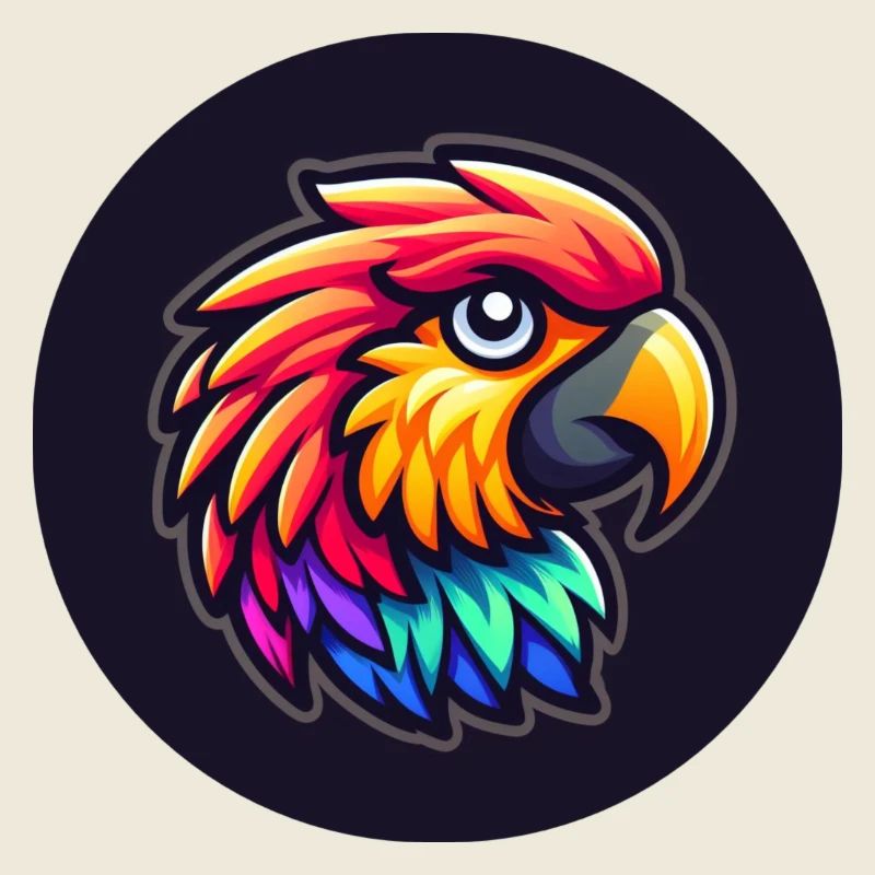 Parrot Macaw Head Colorful Cartoon Comic