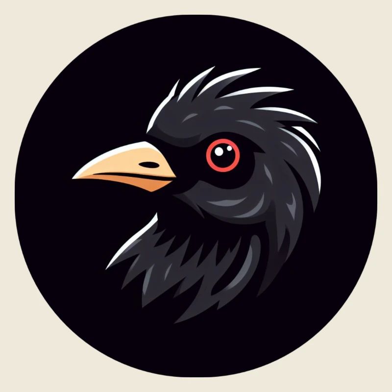 Dessin animé merle oiseau noir avec œil rouge