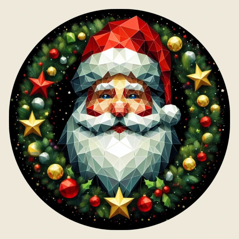 Weihnachtsmann Kopf Kranz bunt rot gold