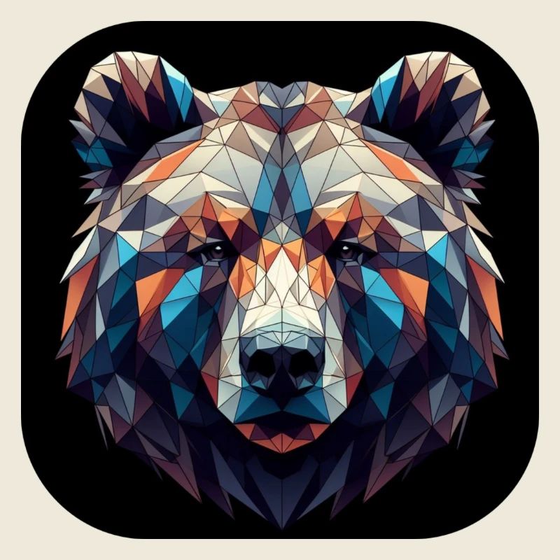 Tête d’ours Polygone Multicolore