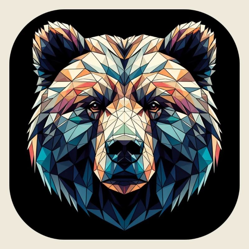 Ours coloré dans un design polygonal