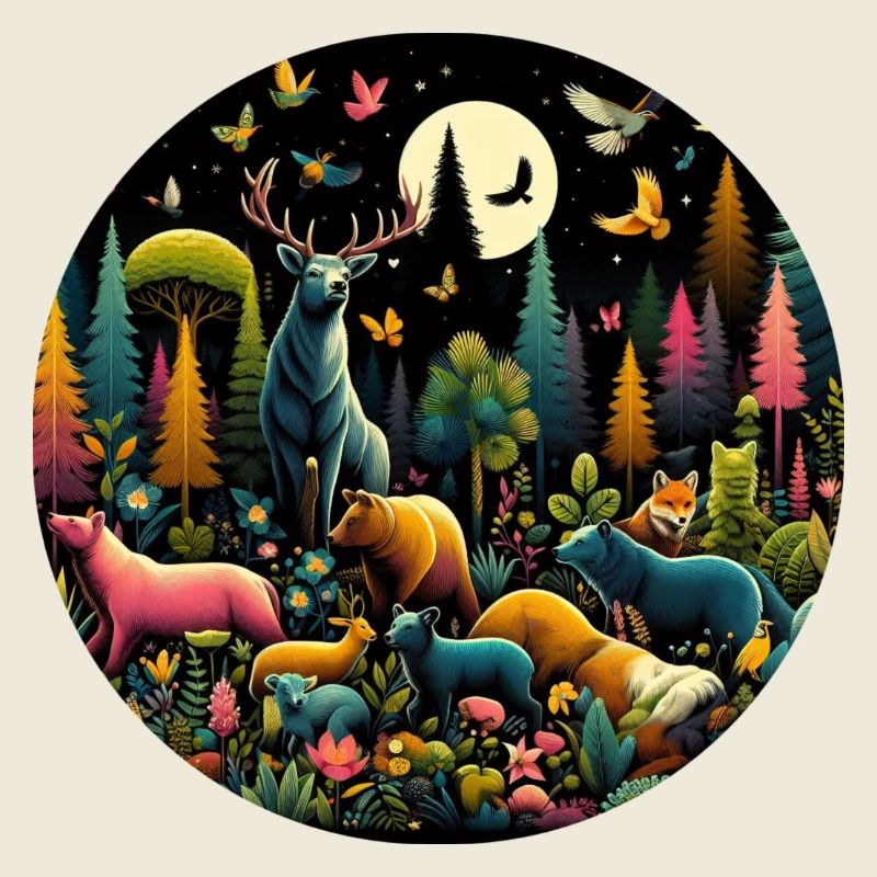Forêt, Animaux, Coloré, Noir, Nuit