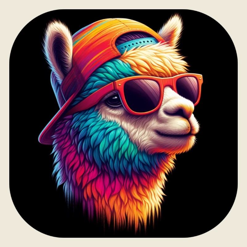 Llama Alpaca Multicolored Glasses Cap