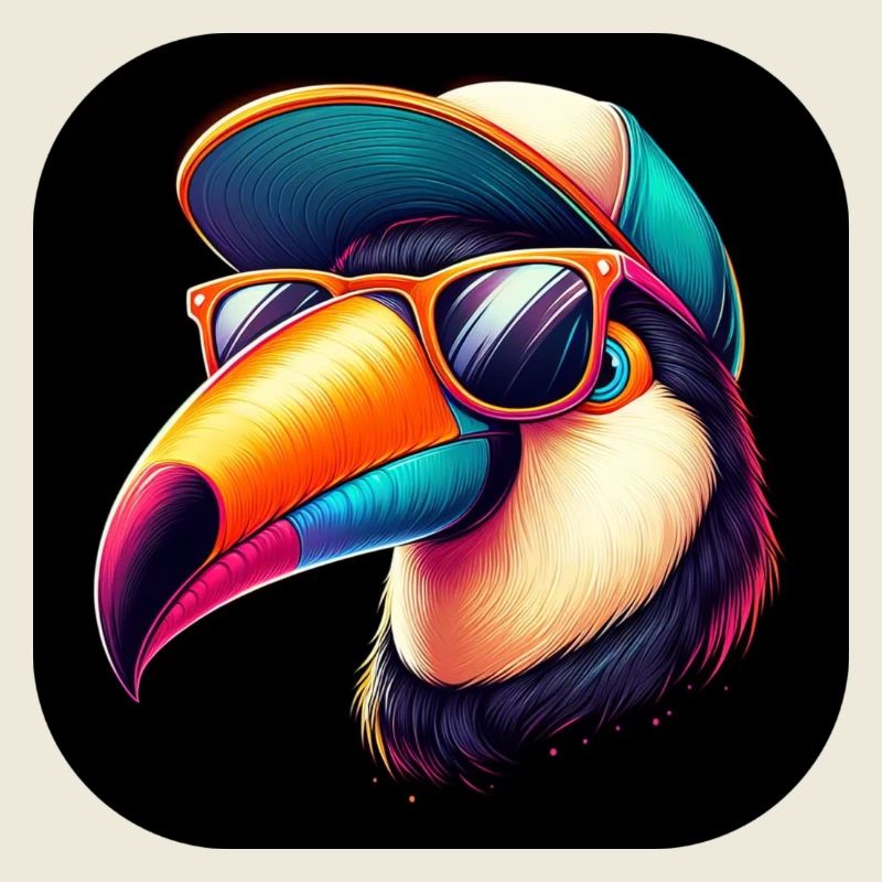 Toucan with hat and sunglasses