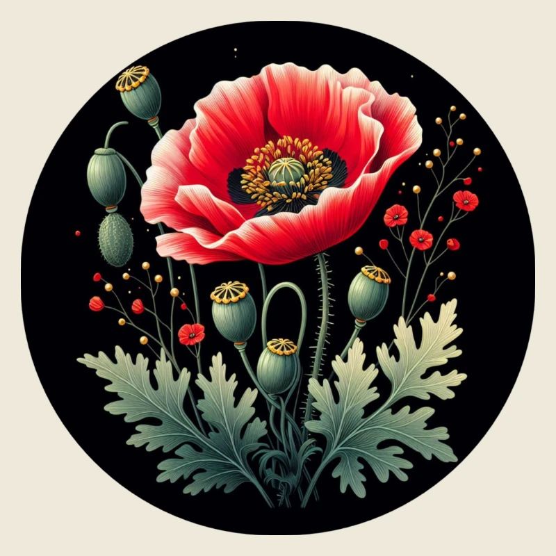 Blumenmotiv Mohnblume Schwarzer Hintergrund