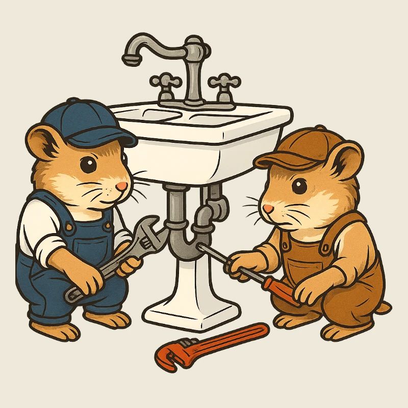 Hamster reparieren das Waschbecken