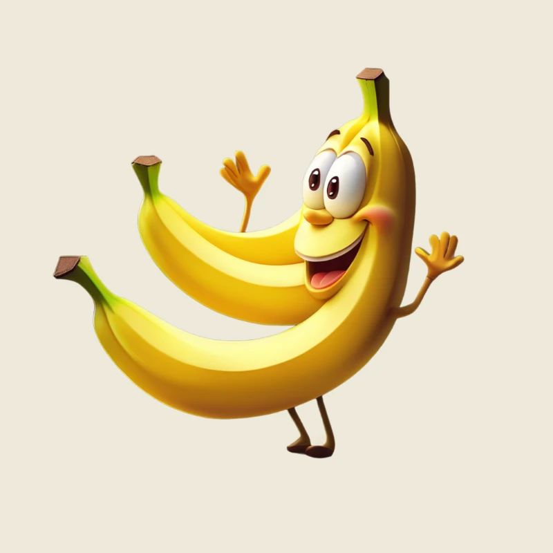 Banane de dessin animé joyeux avec visage - drôle