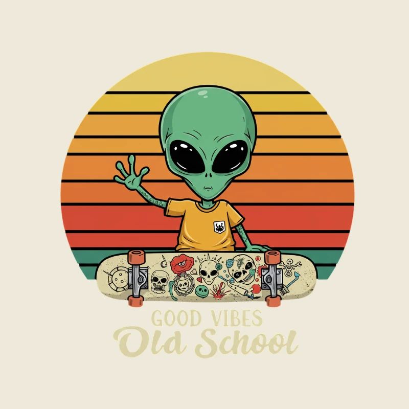 Patineur extraterrestre - Tatouage - Old School