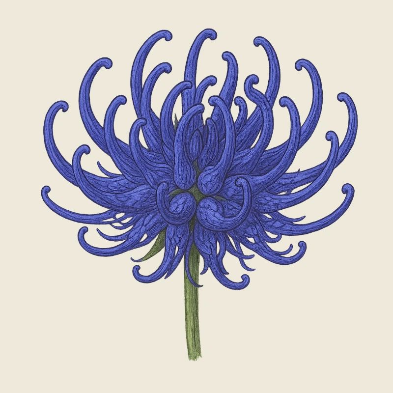 Elegant Blue Chrysanthemum Illustration
