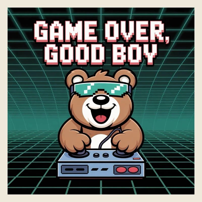 Retro Gaming Niedlicher DJ Bär