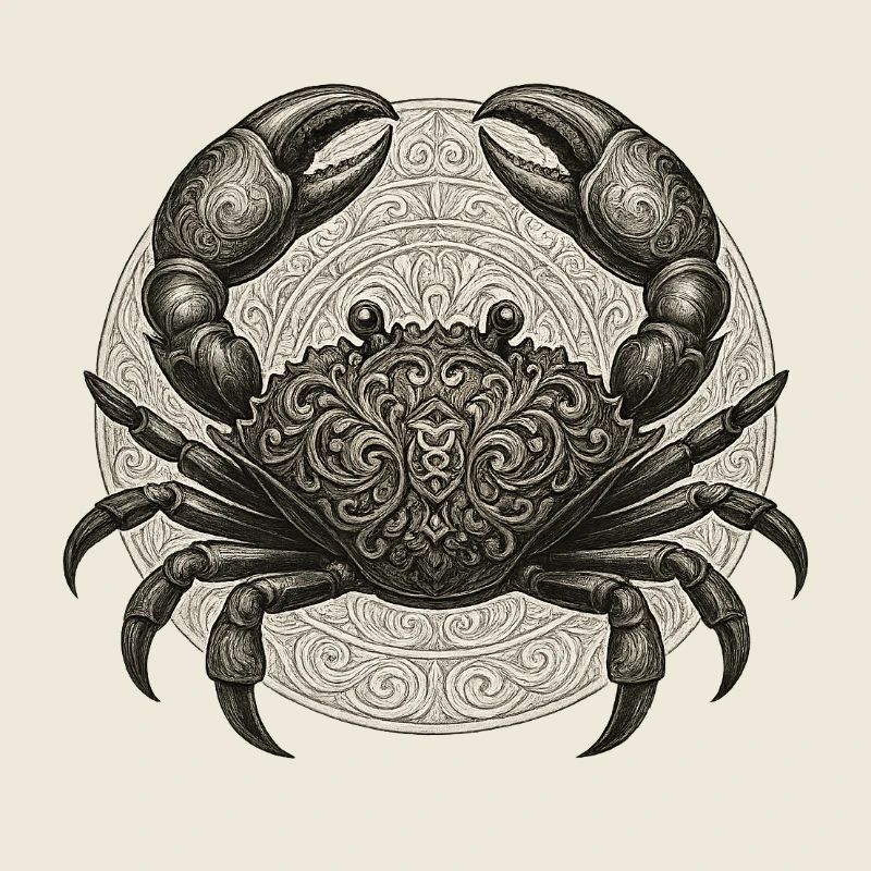 Filigrane Krabbenornament im Kreis