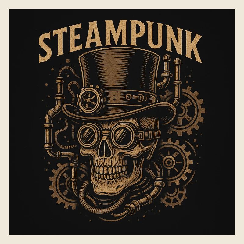 Steampunk skull with cylinder motif