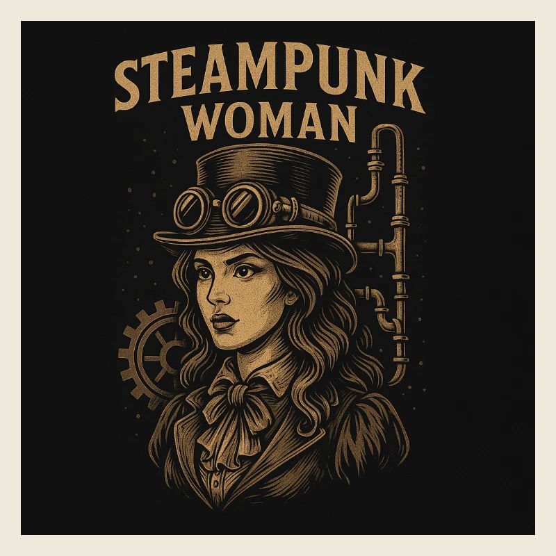 Steampunk Woman Portrait auf Schwarz