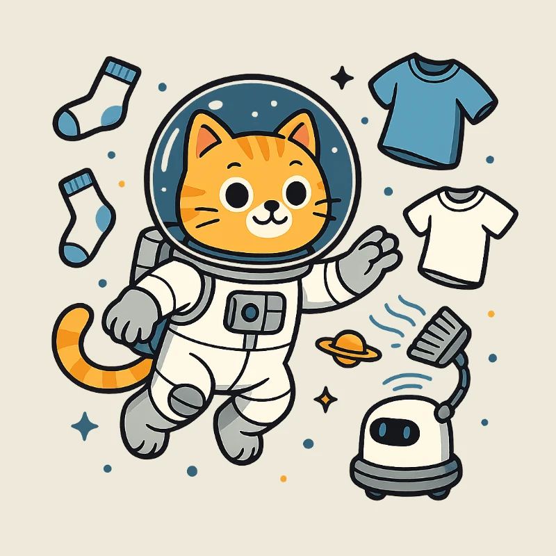 Blanchisserie Space Cat – Chemise d’astronaute kawaii