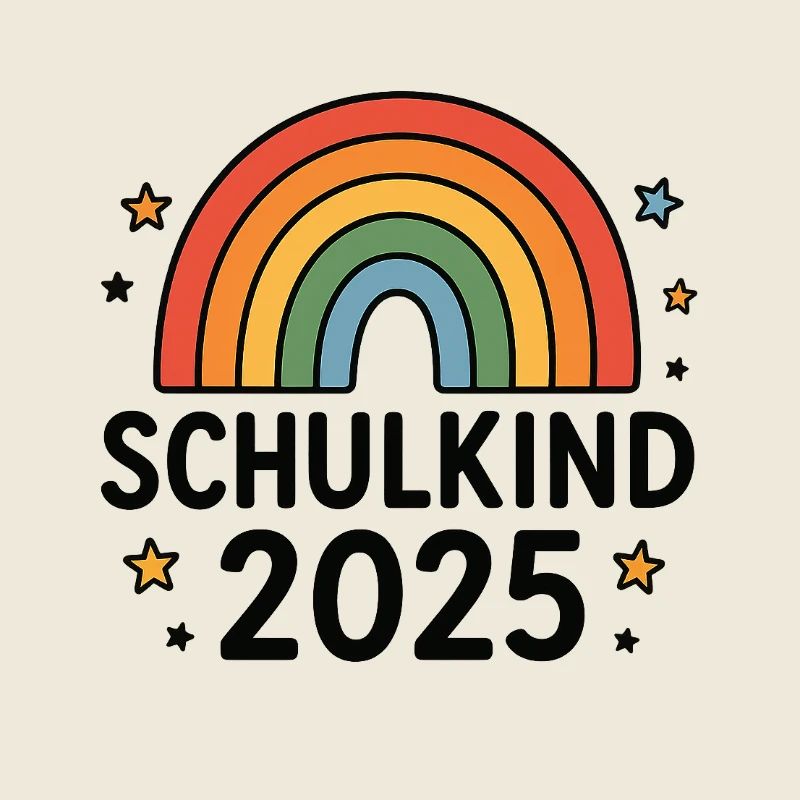 Schulkind 2025 mit Regenbogen 