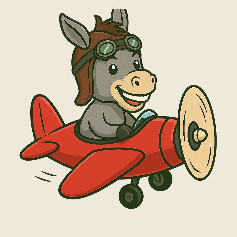 Verspielter Esel im Flugzeug Design