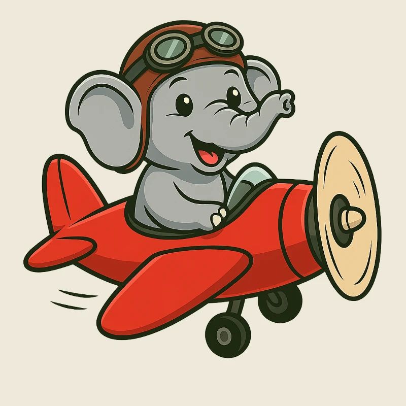 Niedlicher Elefantenpilot im Flugzeug