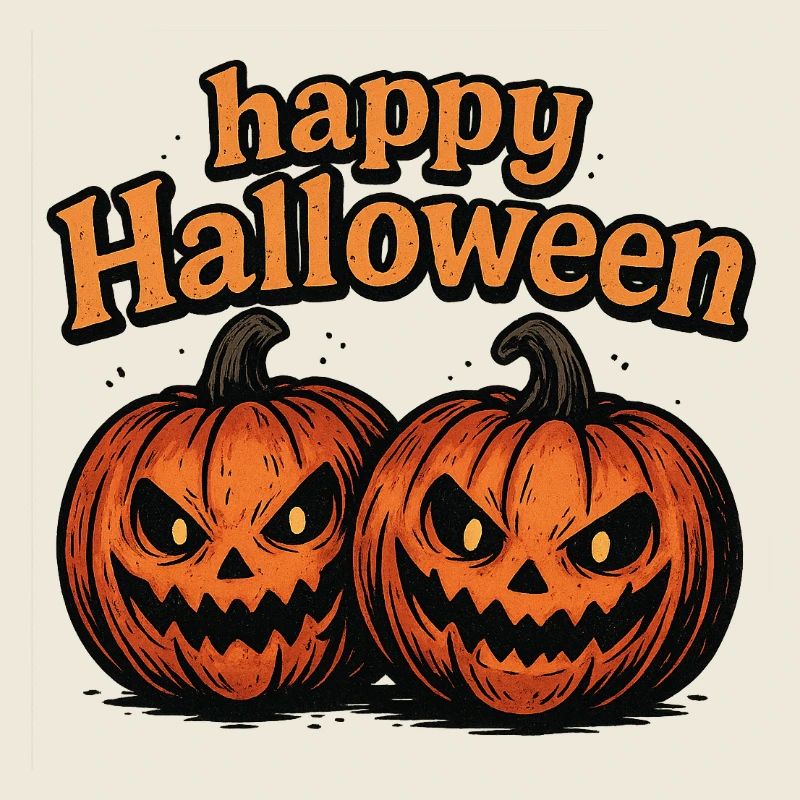 Spooky Halloween pumpkins with evil eye