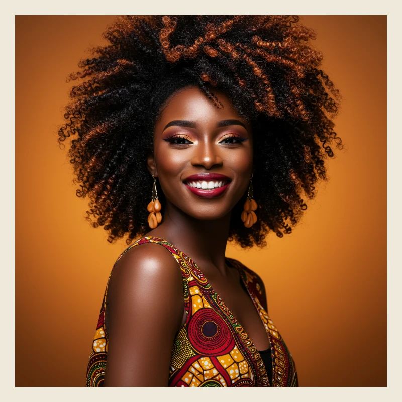 Fröhliche bunte Afro-Frau