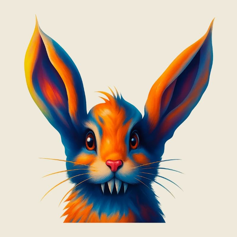 Futuristischer Hase mit der Magie der Farben