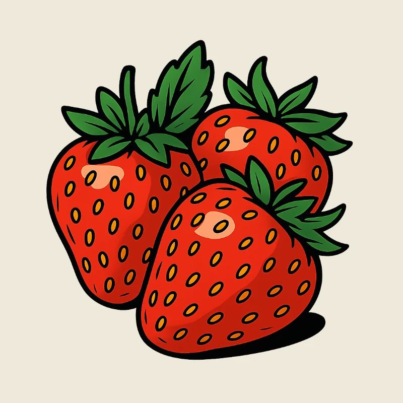 Lebendige Erdbeeren Illustration für Mode
