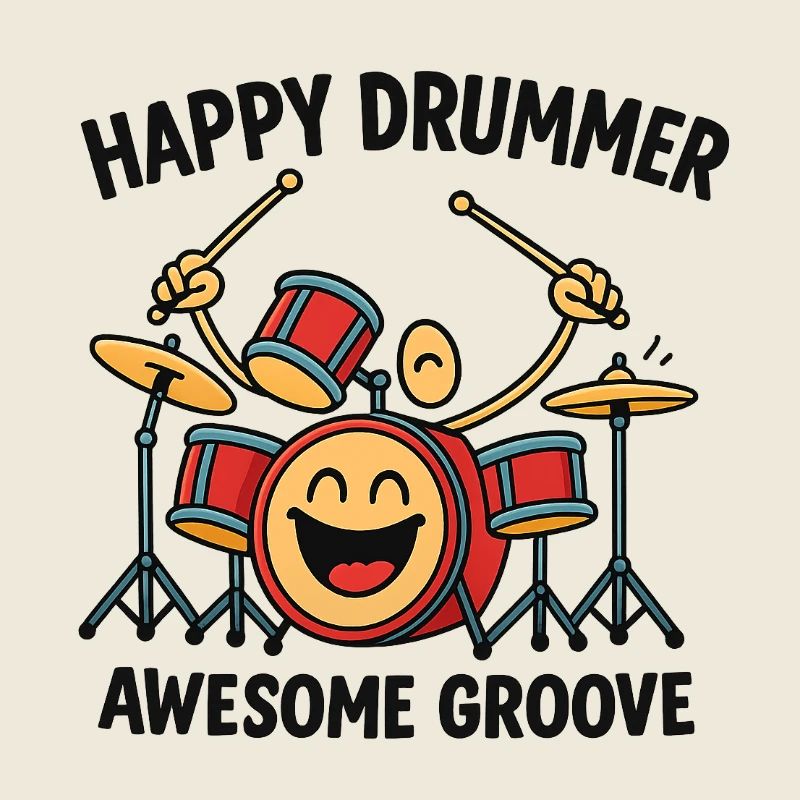 Cheerful drummer with laughing drum