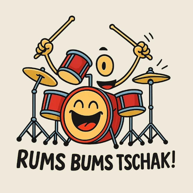 Fröhliches Schlagzeug Motiv mit Text