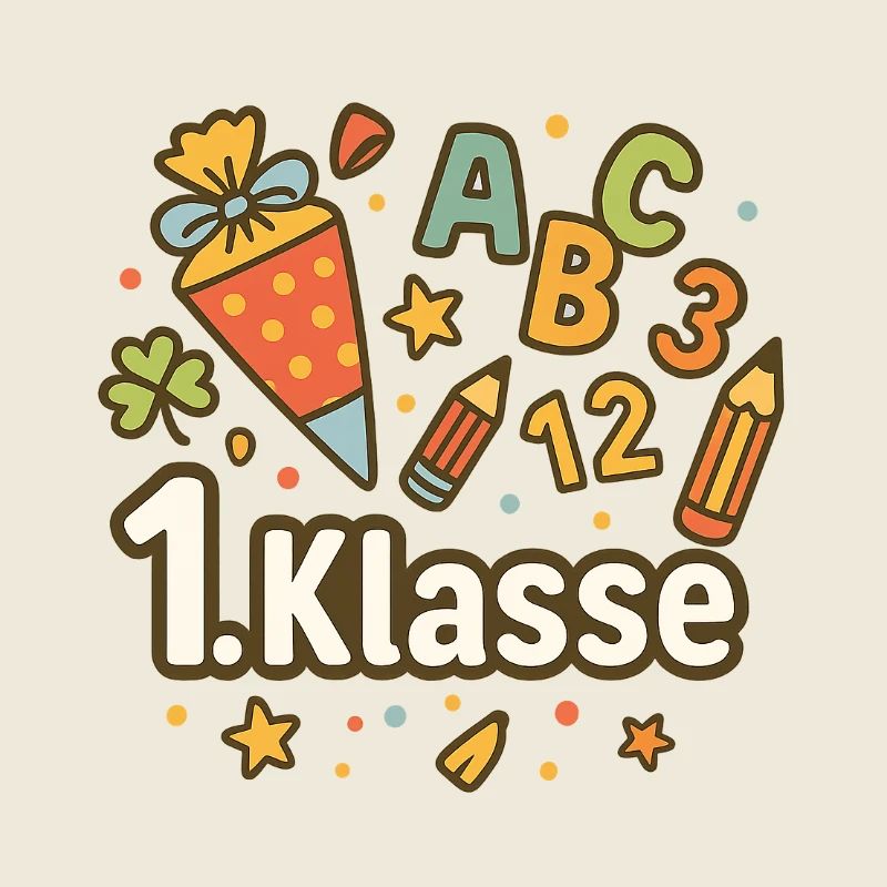 Erstklässler Motiv mit Schulutensilien