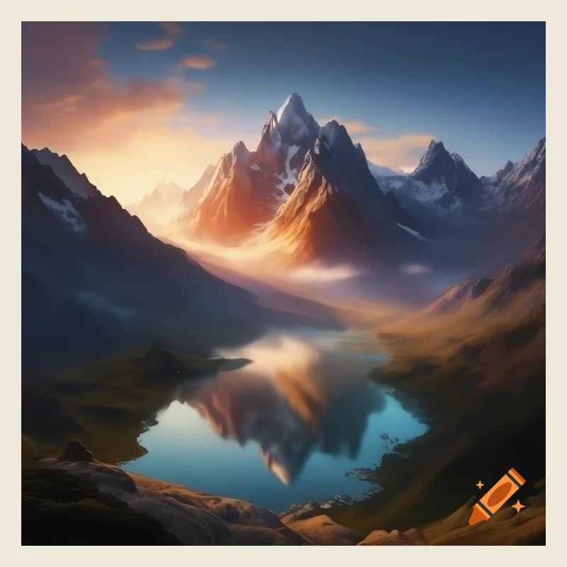 Snow-capped mountains at sunset