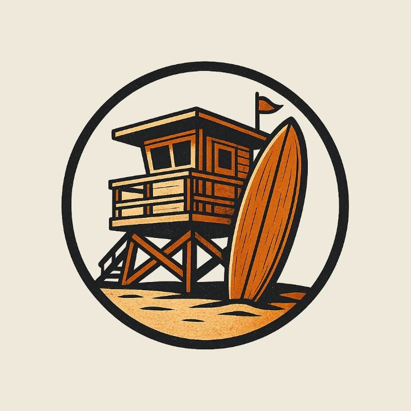 Cabane de plage avec motif de planche de surf