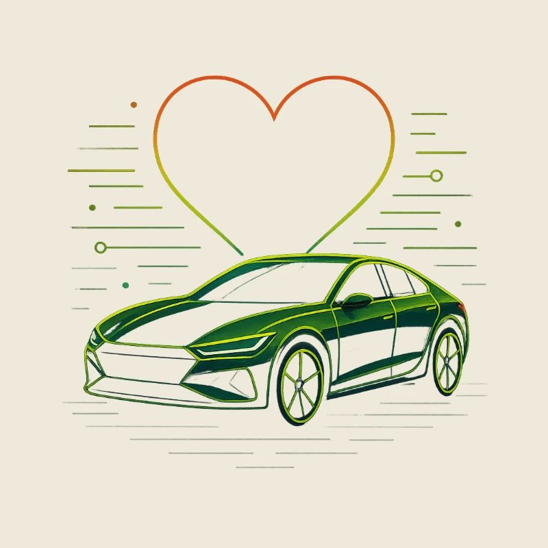 Leuchtendes Sportauto mit Herz