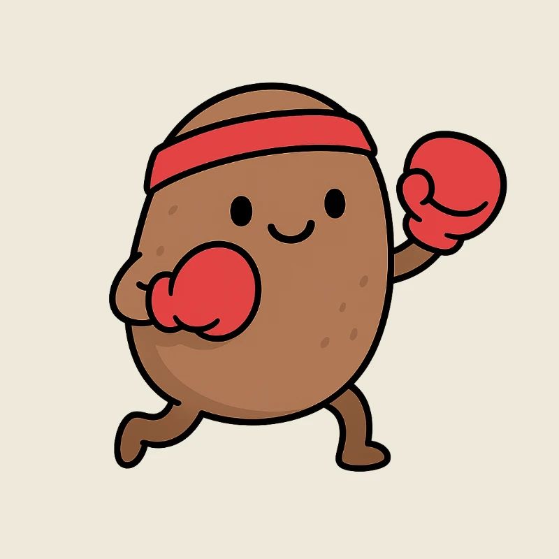 Kampfende Kartoffel mit Boxhandschuhen